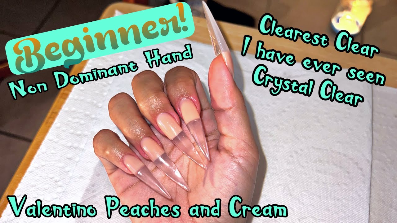 Using Valentino Beauty Pure for the first Time | Beginner | Extra Long Stiletto | Peaches and Cream