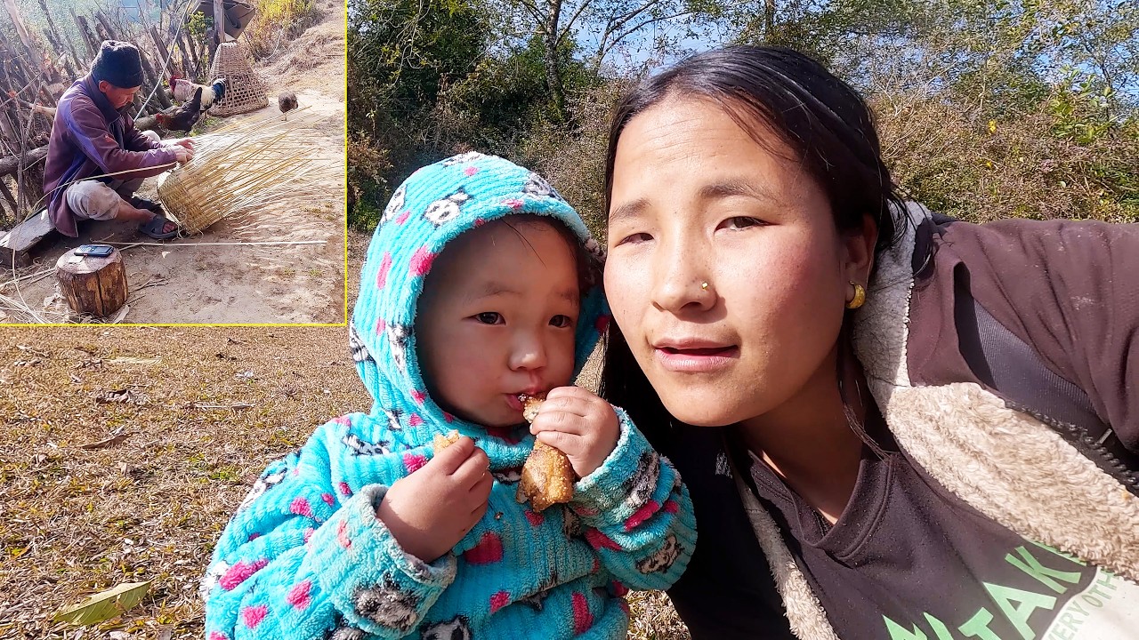 Jungleman Uncle weaving bamboo basket II Manjita & Unisha@pastorallifeofnepal