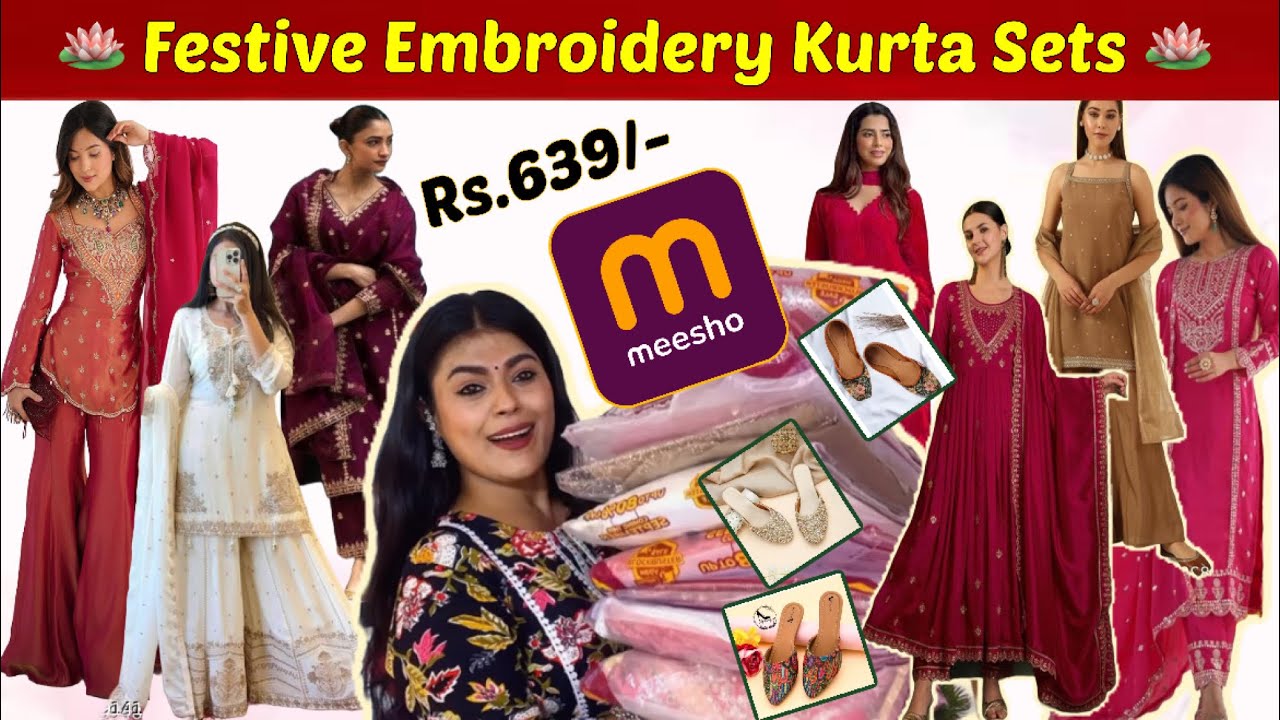 Embroidery Festive Kurta Sets From Meesho ✨💕🛍️ || Must Watch 🫶🏻