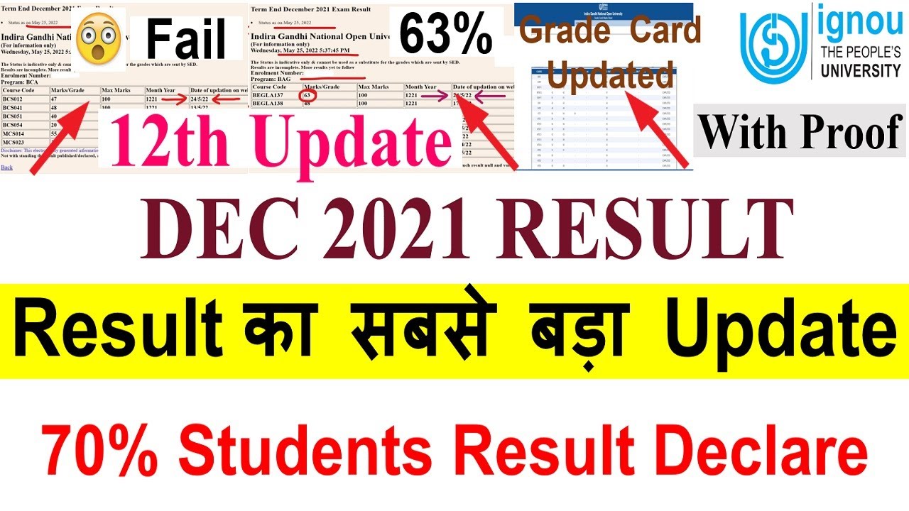 IGNOU DEC 2021 Exam Result Big Update (12th Update ) Published | Grade Card Updated | important info