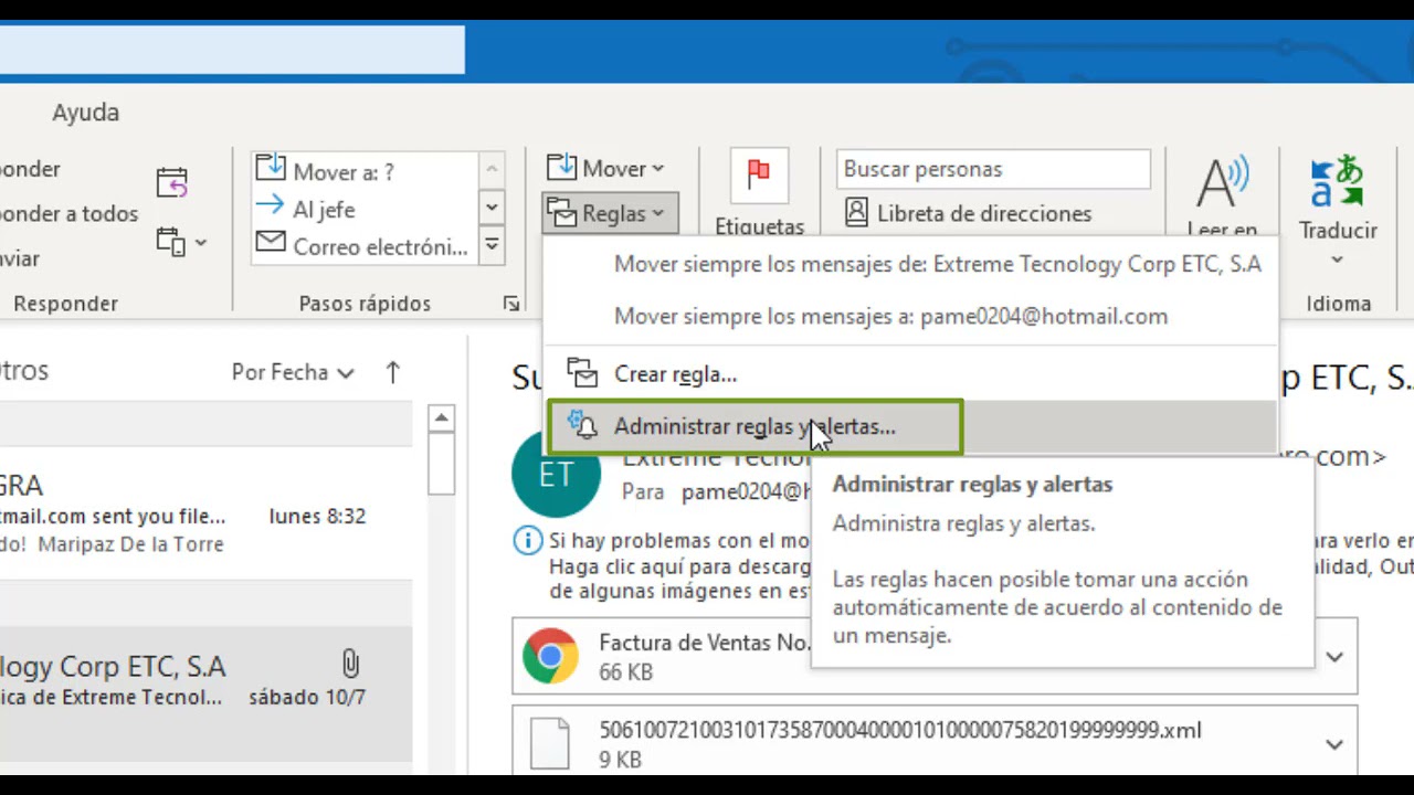 Cómo usar las carpetas, reglas y categorías de Outlook