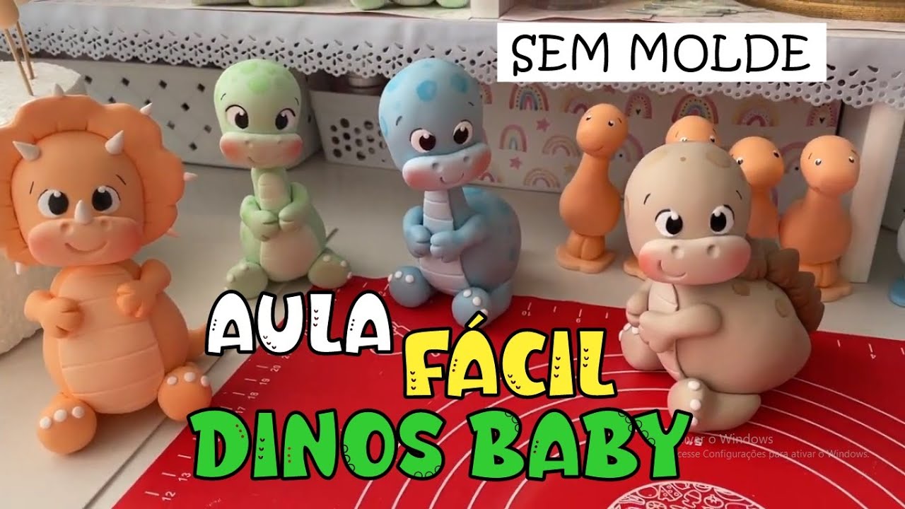 DINO BABY lindos e FÁCIL de fazer! Aula de biscuit INICIANTE passo a passo SEM MOLDE