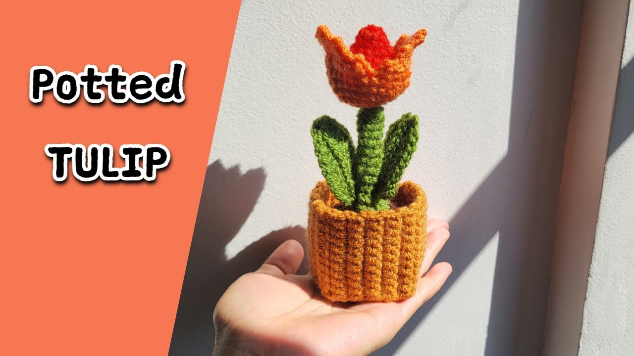 How to Crochet a potted Tulip🌷Inspired Minecraft