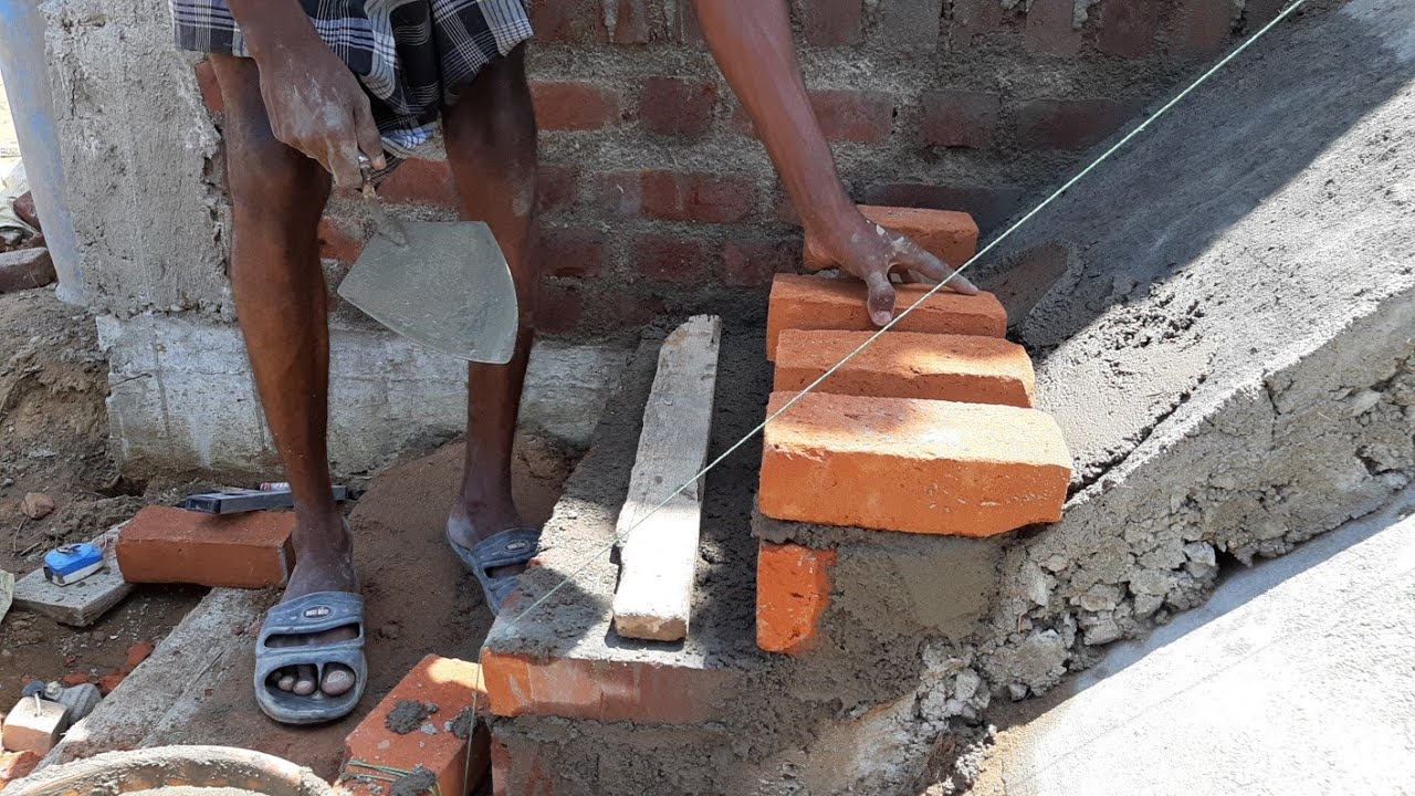 long stair build with amazing idea in-do creative brick laying rendering sand and cement mixer