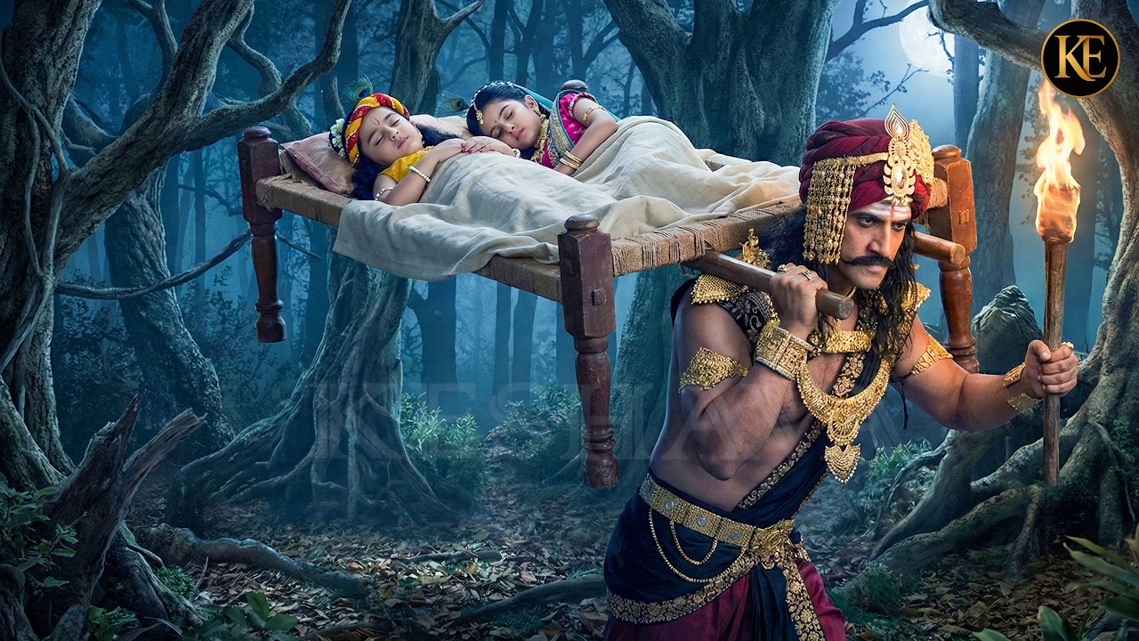सोते हुए बाल कान्हा और राधा को जब कंश ने खाट्ट साहित उठा ले भागा जंगल में || Shree Krishan leela