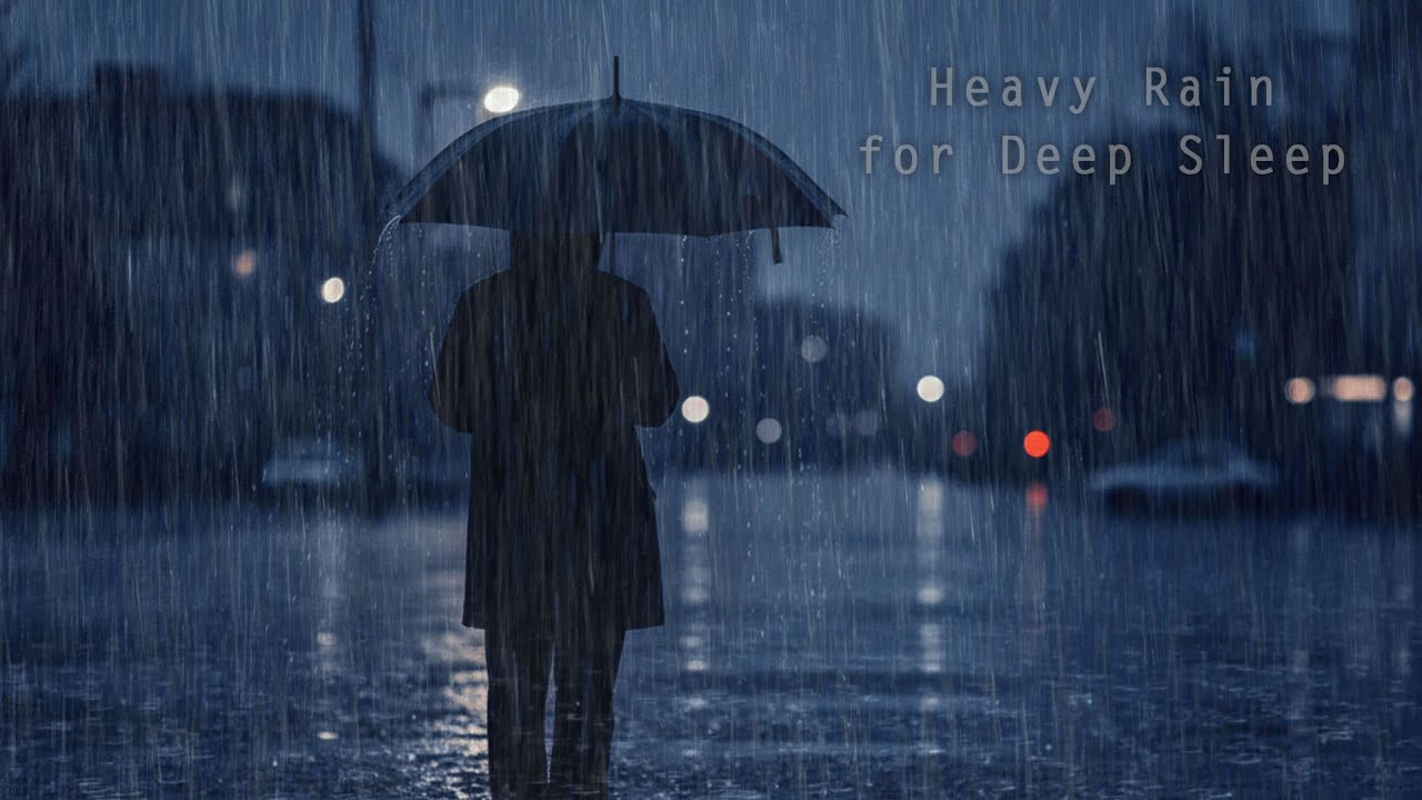 Fall Asleep Instantly 🌙 Night Rainstorm & Thunder ⚡ Peaceful Umbrella Walk 😴