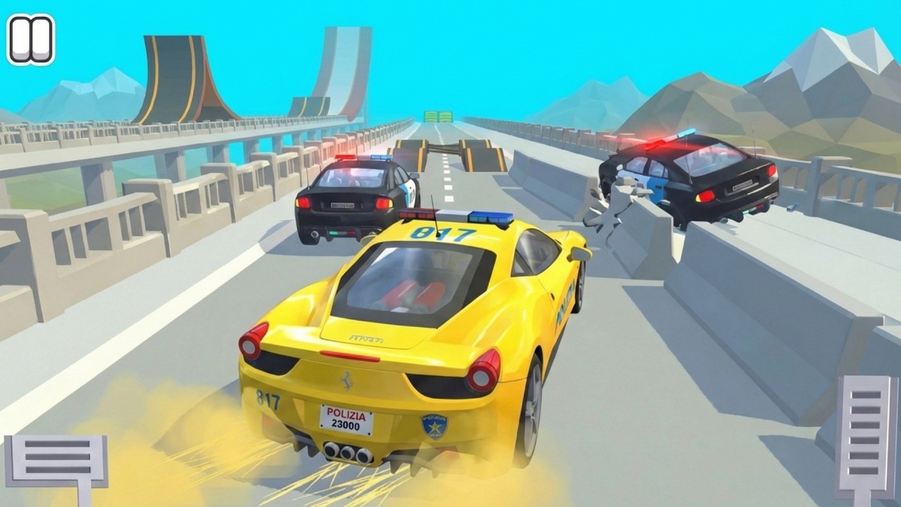 Car Rash Drive Super Car All levels Gameplay Android, iO police chase on the bridge Fast run