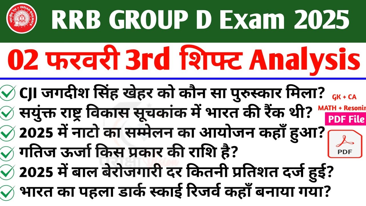 RRB Group D Analysis 02 February 3rd shift 2026 | Railway Group D Review 2026