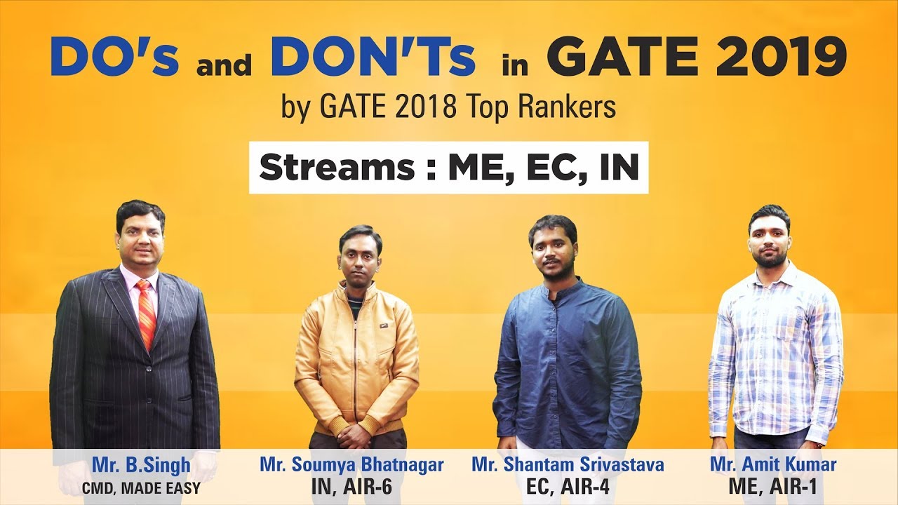 DO’s and DON'Ts in GATE 2019 | Exam Facing Strategies by GATE 2018 Toppers | MADE EASY