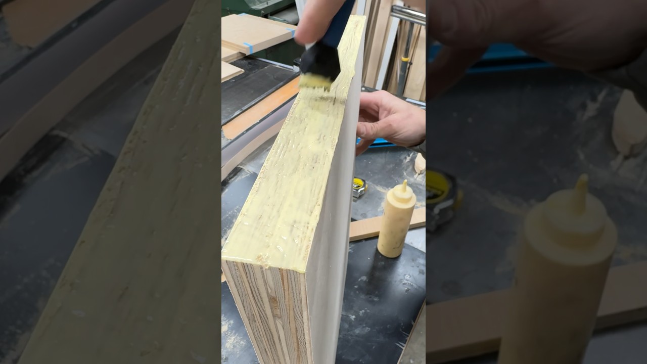 Glueing on Edgebanding  #woodshop #woodworking #woodworker