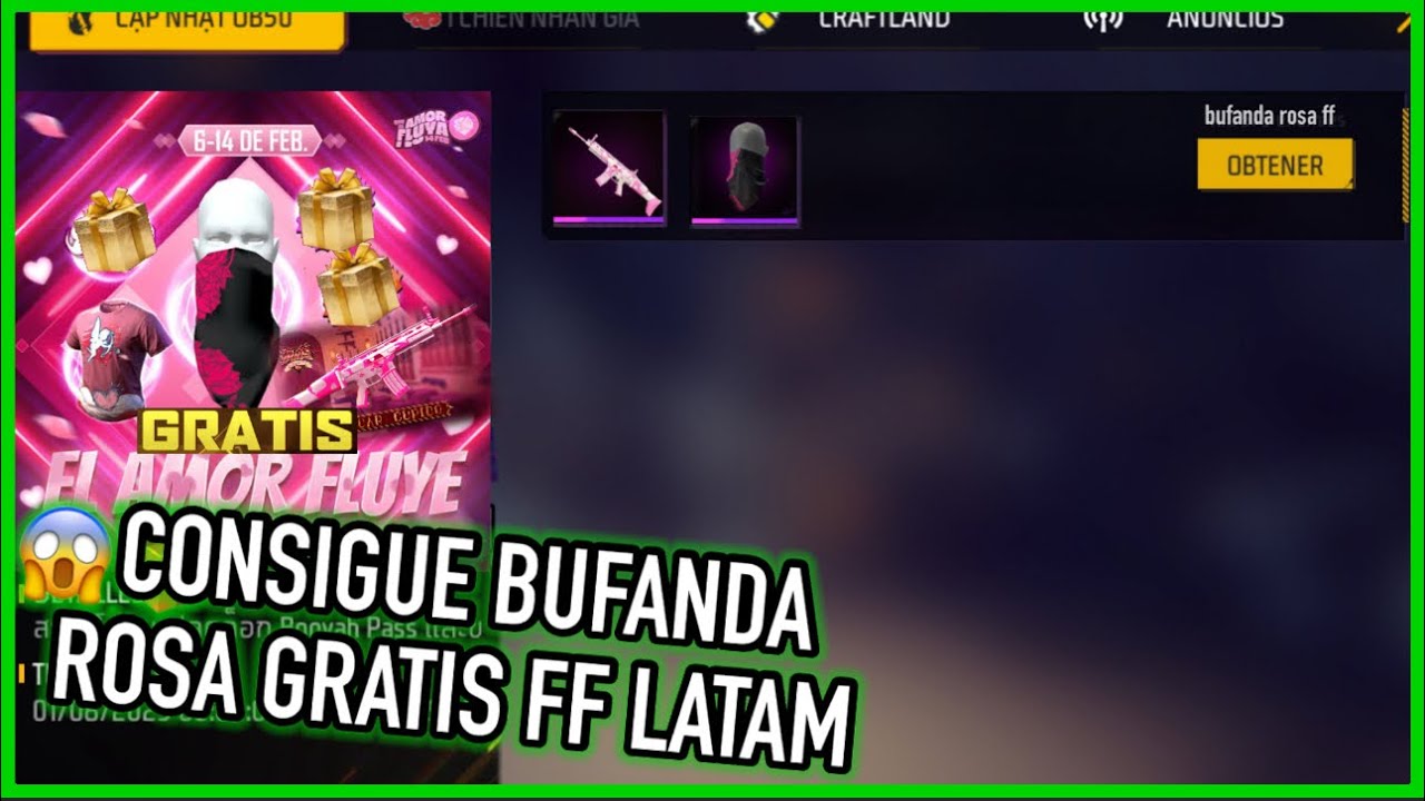 Bufanda Rosa Gratis y Scar corazones por evento Febrero en FF Latam 😍 | JORGEPLAYED