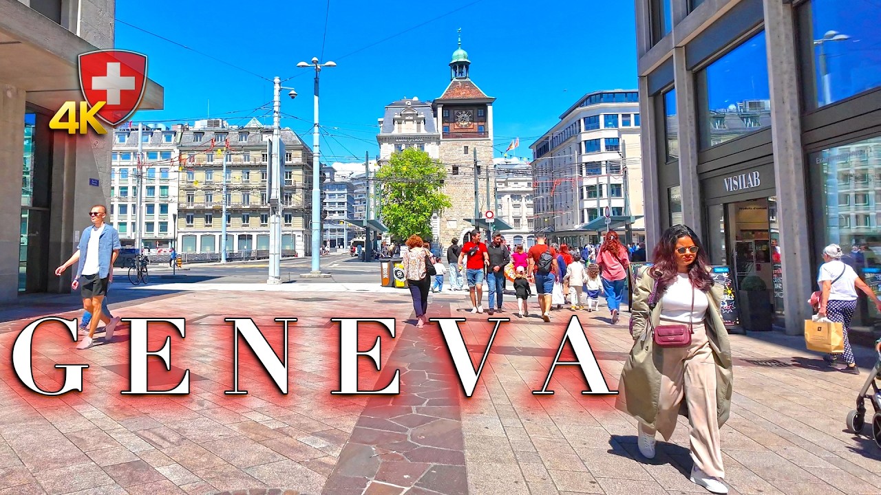 SWITZERLAND GENEVA 🇨🇭 Virtual walk through historic old town / International flair on Lake Geneva 4K