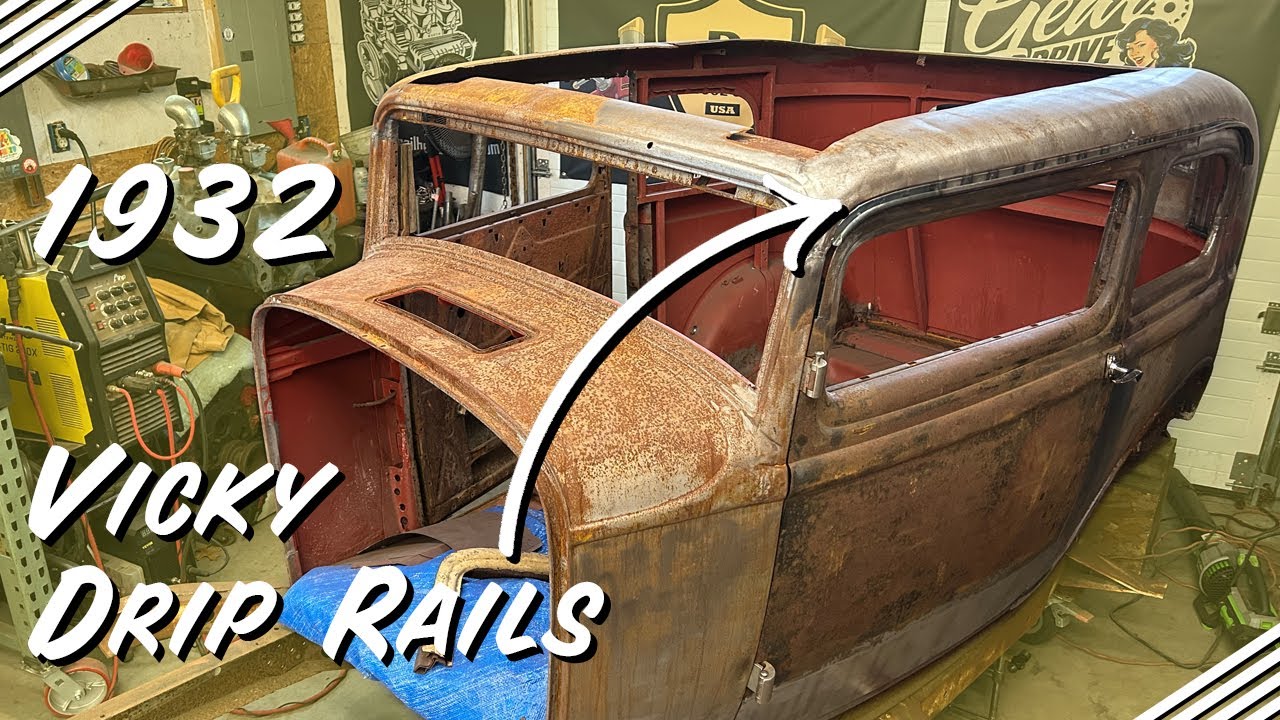 1932 Ford Vicky Installing Drip Rails and Lower Patches