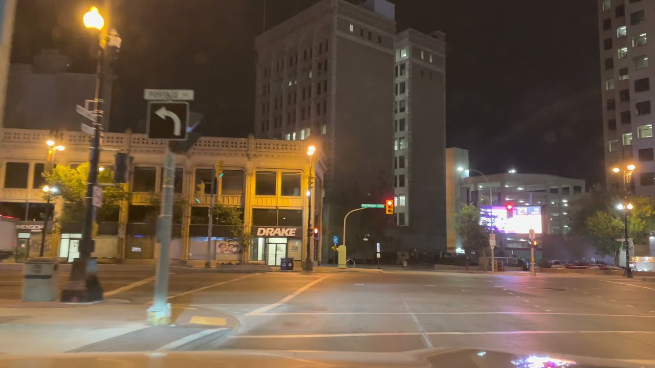 Early Morning Drive to Winnipeg Airport From Downtown Winnipeg [4K]
