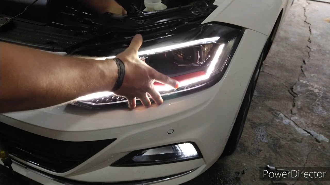 VW virtus  farol gts led e drl sequêncial + interior Full led + neon painel