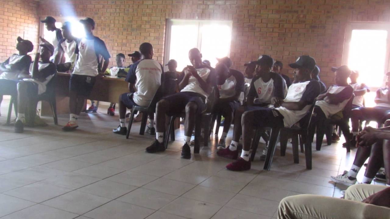 Tlou leading the song before our game against Makapanstad Romans FC. Ntate ke kopa maitshwarelo.'