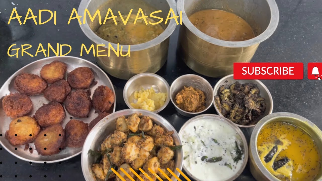 ஆடி அமாவாசை பிரமாண்ட சமையல் - Adi Amavasya Grand - Kootu, Kuzhambu, Pachadi, Vadai, Poriyal recipes