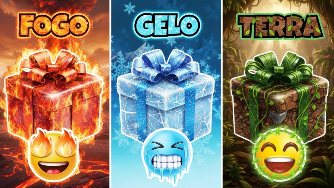 ESCOLHA SEU PRESENTE ELEMENTAL: Fogo 🔥, Gelo ❄️ ou Terra 🌍 | Você é Sortudo?