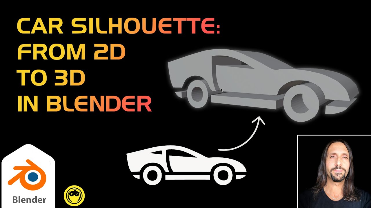 I made a 3D car silhouette from a 2D clipart in Blender using Bezier curves
