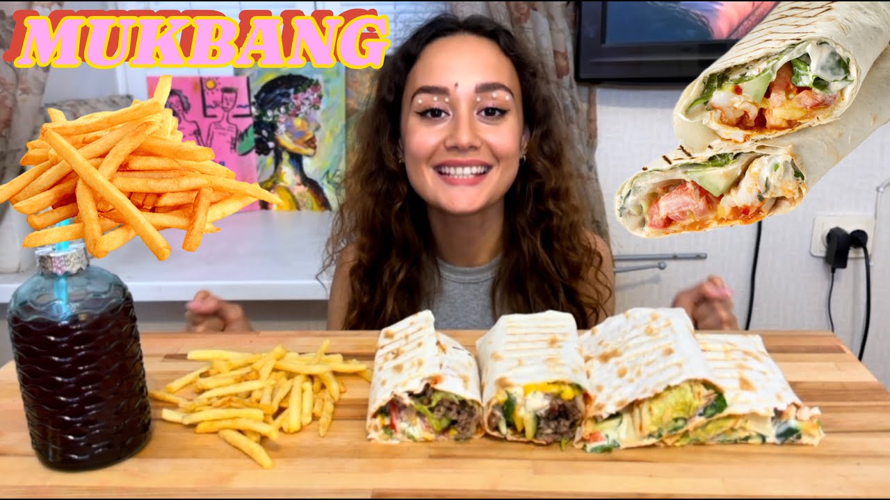 MUKBANG ШАРУМА ДОМАШНЯЯ 🫔 БУРИТТО 🌯 КАРТОШКА ФРИ 🍟ХЕЙТ 💔НОВЫЙ КАНАЛ 🤩 МУЖ АКТЕР?!