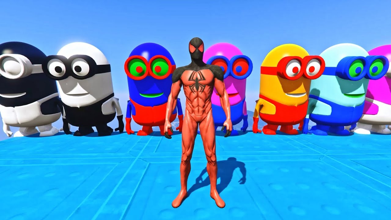 Funny Moment Spiderman, White Minion, Pink Minion, and Orange Minion GTA 5 Episode.01