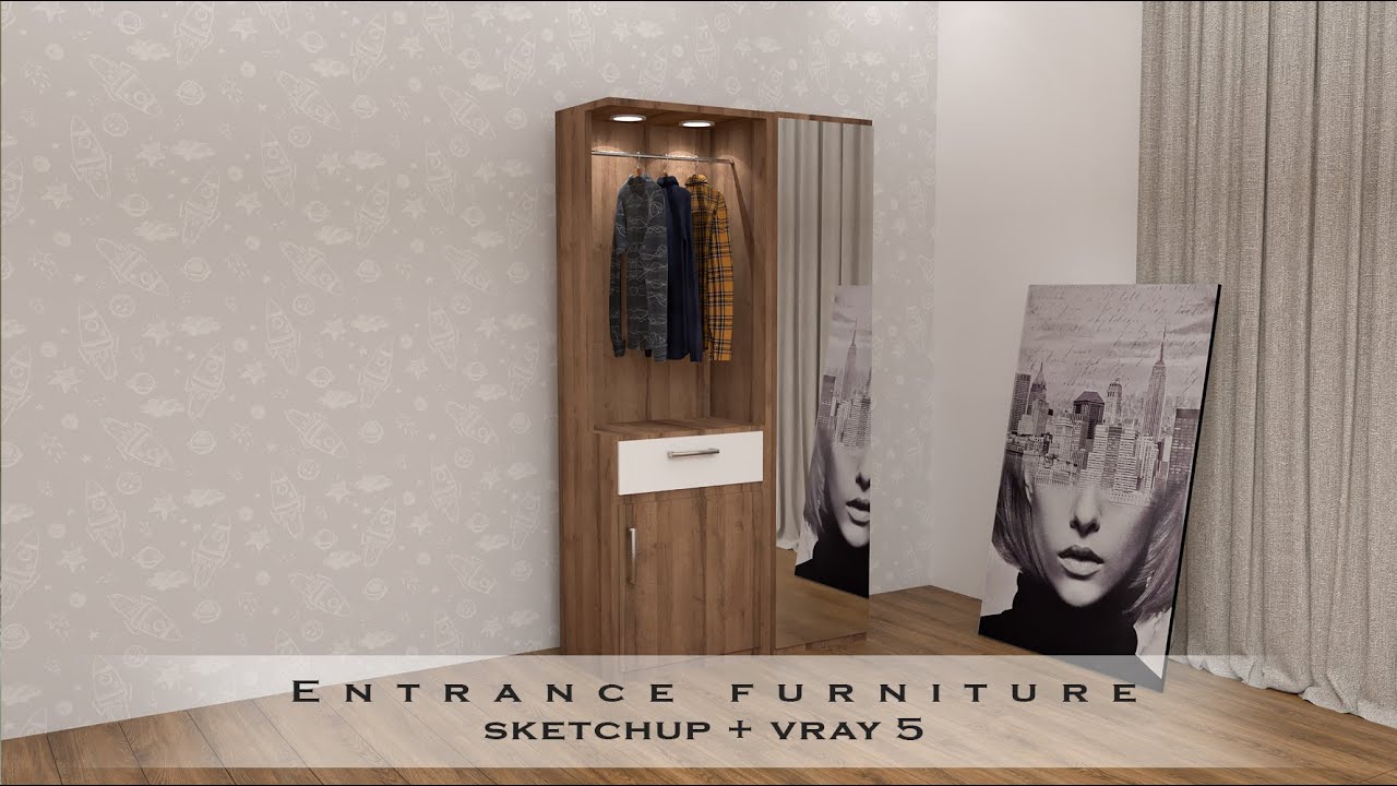 How to make Entrance furniture sketchup + vray 5