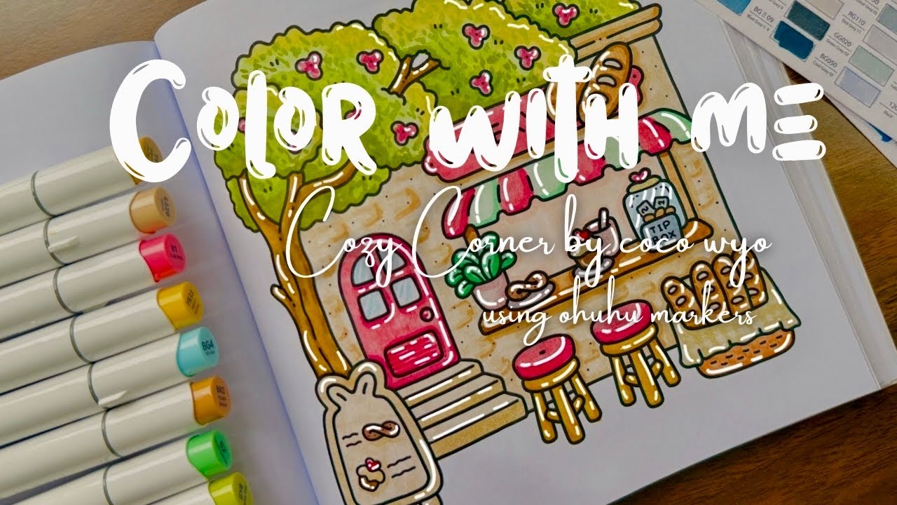 Color With Me (ASMR)🥖Coloring Cocowyo “Cozy Corner”🥨Using Ohuhu Markers✏️ ASMR + Music 