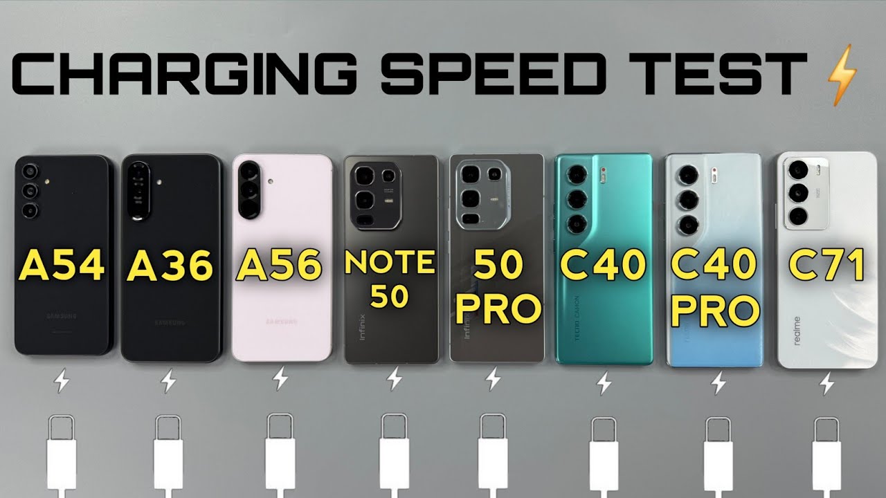 Samsung A56 vs A54 vs A36 vs Infinix Note 50 Pro vs Note 50/Camon 40/40Pro/Realme C71 Charging Test