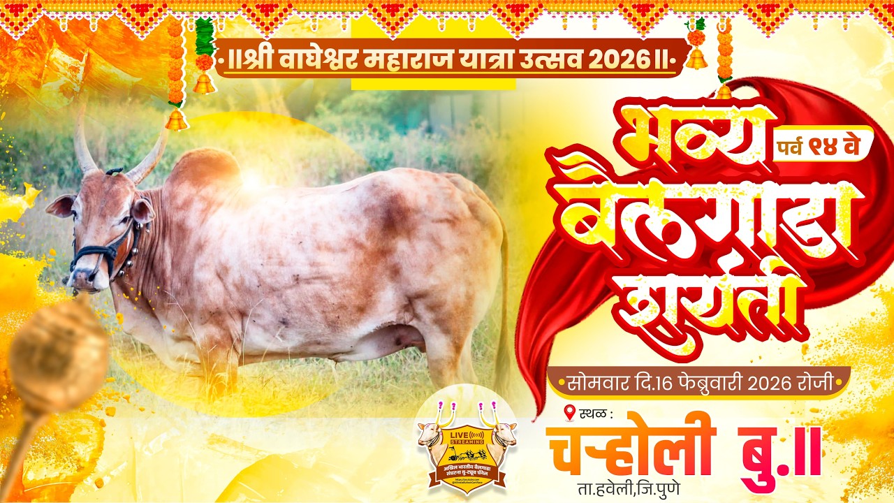 🔴Live:श्री वाघेश्वर महाराज यात्रा उत्सव २०२६ | भव्य बैलगाडा शर्यत | पहिला दिवस |चऱ्होली बु. ता.हवेली