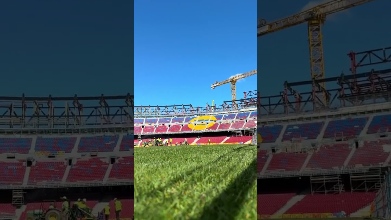 New Lush Green Grass Field Installation at Spotify Camp Nou | Barcelona’s Stadium Transformation