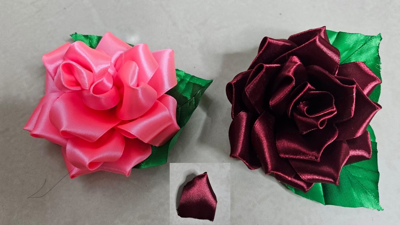 Adorable Fabric Ribbon Flower Making l DIY l Handmade Satin Ribbon Flower Making