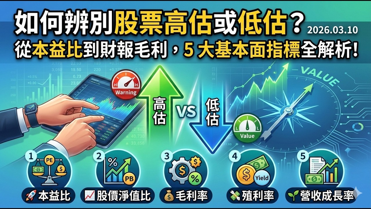 2026.03.10 如何辨別股票高估或低估？從本益比到財報毛利，5 大基本面指標全解析！