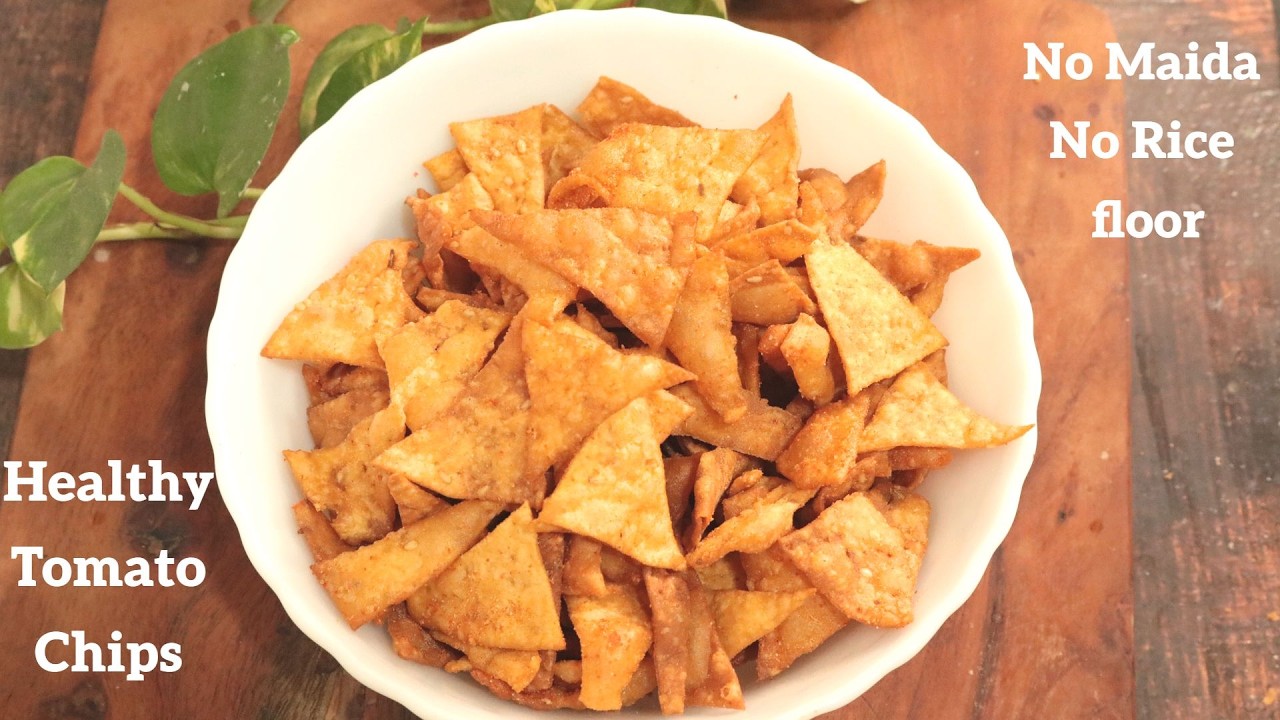 Crunchy Tomato Chips Recipe | No Maida No Rice flour Healthy Tomato Chips - DV Recipes
