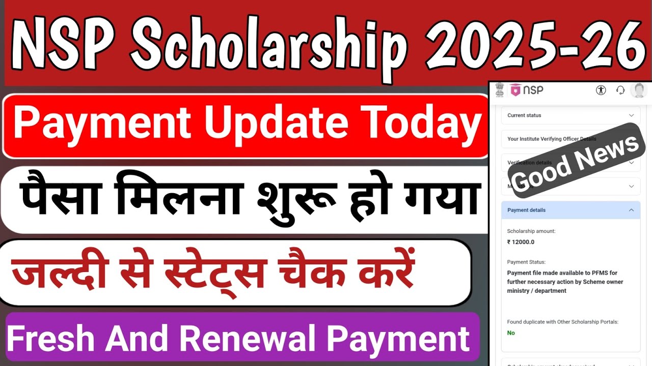 NSP 2026-26 Payment Update | Payment Received Today | Fresh And Renewal | State Scheme 2025-26