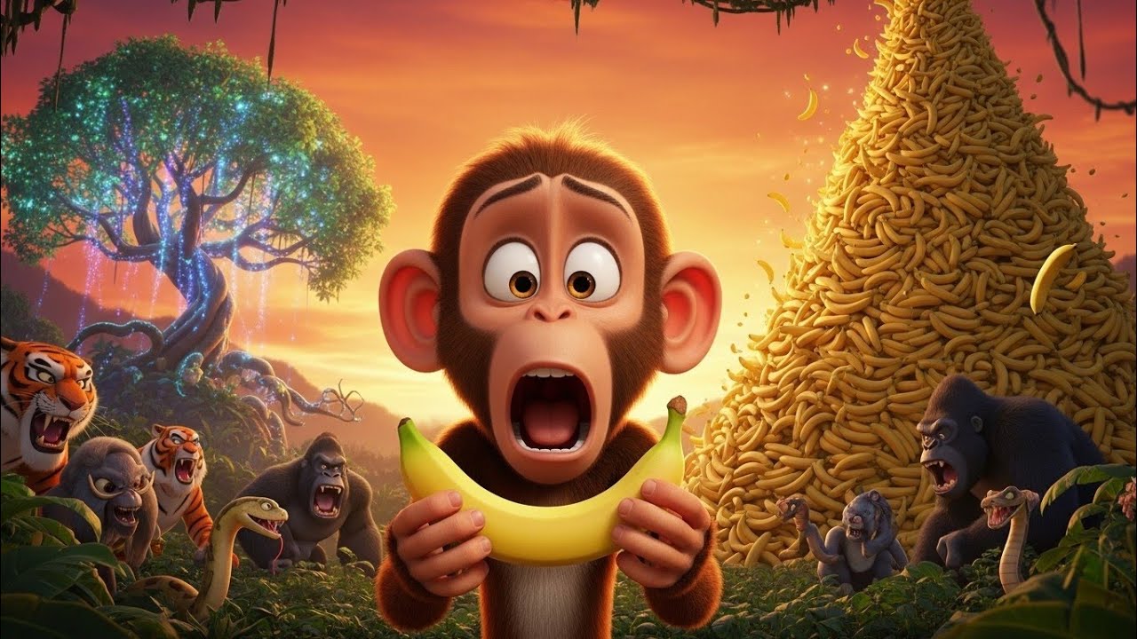 गोलू बंदर और जादुई पेड़ 🌳 | लालच ने कैसे पूरे जंगल को मुसीबत में डाला? | Moral Story for Kids #kids 