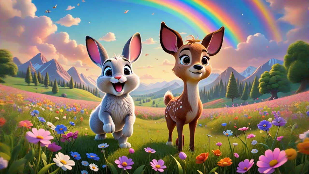 Bunny Finds the Magic Rainbow 🌈🐇 | Fun Kids Song | Colorful Adventure Rhyme