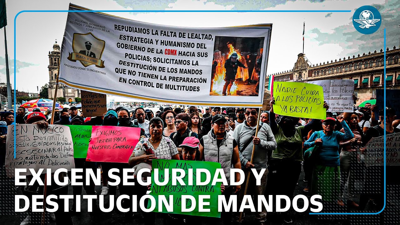 Polic&iacute;as de CDMX se manifiestan en el Z&oacute;calo tras incidentes del 2 de octubre