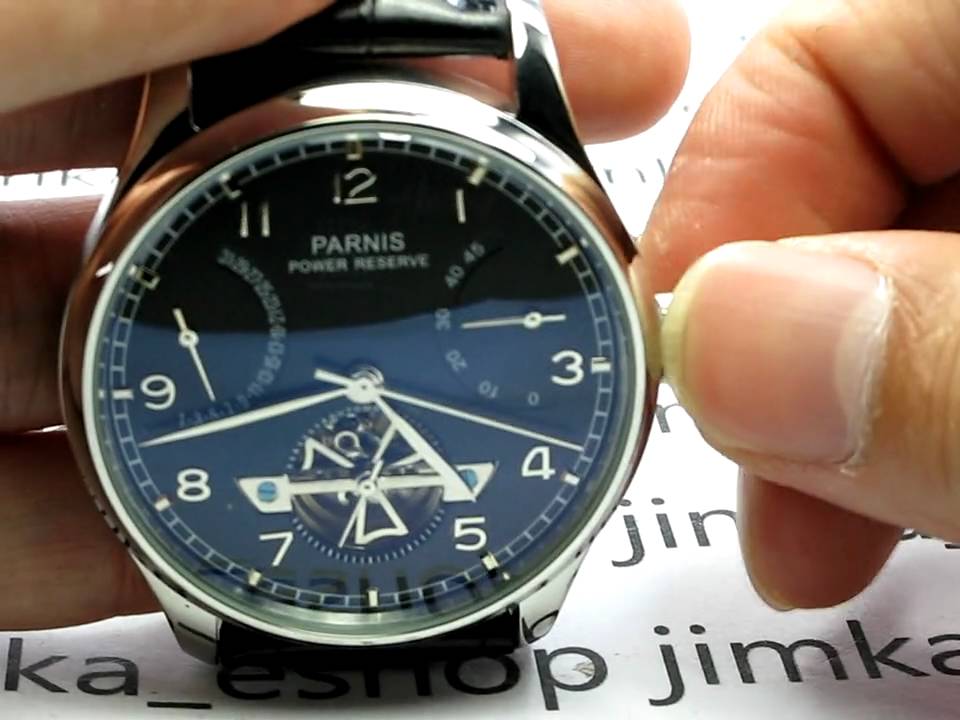 PARNIS PI40 POWER RESERVE TOURBILLON BLACK DIAL WATCH