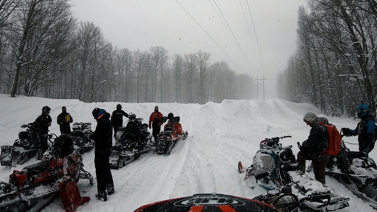 Insane White Out Lake Effect Storm Backcountry Snowmobiling Keweenaw Upper Peninsula Michigan Day 1