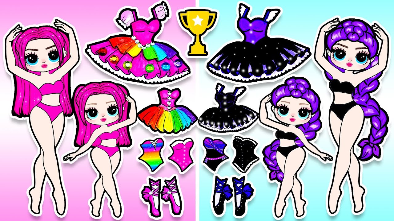 Радуга против Черной балерины 🌈 Наряды для Барби для мамы и дочки своими руками | Искусство и под...