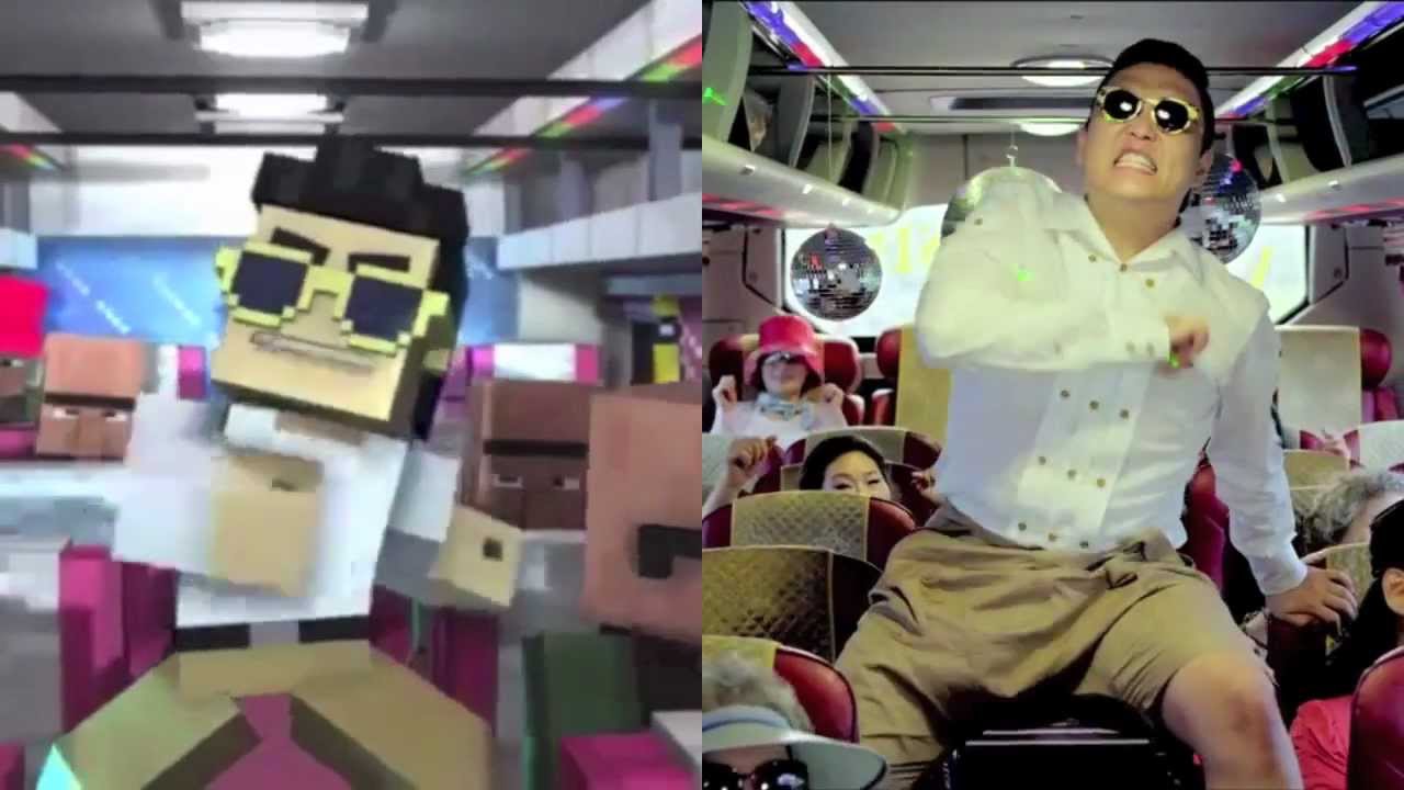 Minecraft Style and Gangnam Style side by side w/ Minecraft Style's Audio