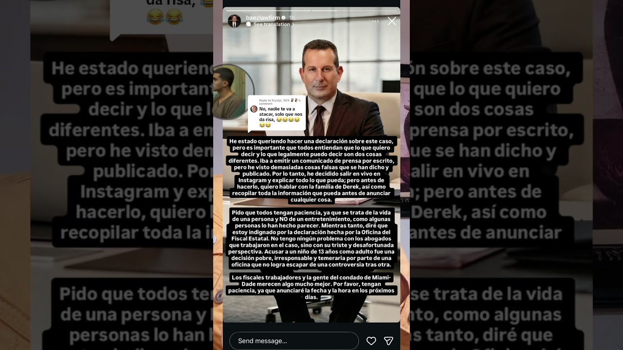 Derek Rosa comunicado del Dr Báez 