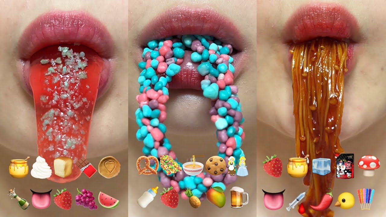 asmr 10 MINUTES FOR SLEEP EMOJI FOOD CHALLENGE mukbang eating sounds