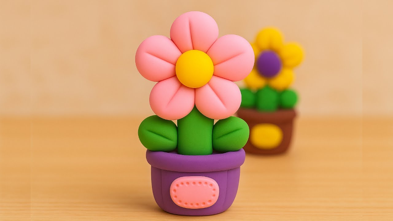 اصنعي فازة بصلصال الفوم أنيقة في خطوات سهلة | FoamClay Flower pot Decoration Idea 