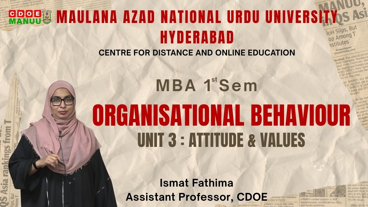 Organisational Behaviour : Unit 3 - Attitude and Values