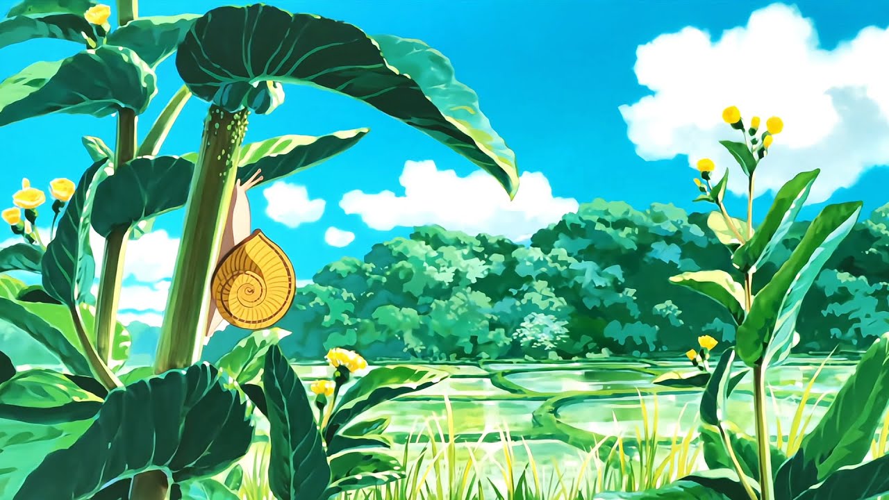 【Peaceful Ghibli Countryside With Soft Piano Music】 Soothing Piano & Nature Sounds For Relax & Study