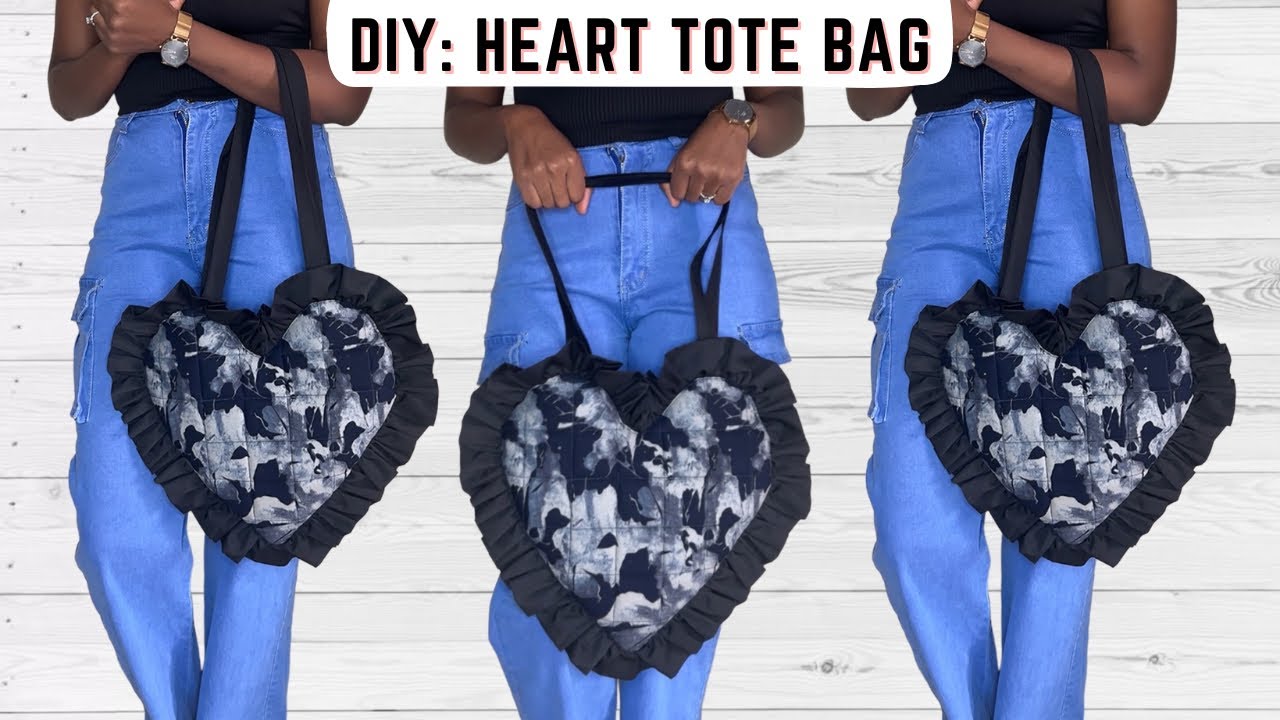 Heart Shaped Bag Sewing Tutorial | DIY Quilted Heart Tote Bag Step by Step