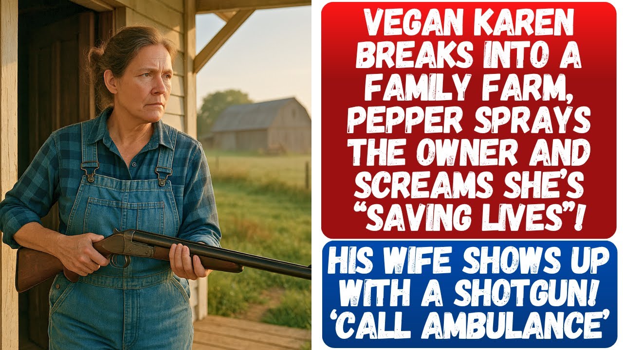 KAREN PEPPER SPRAYS FARMER TO 'SAVE ANIMALS LIVES', HIS WIFE BRINGS OUT THE SHOTGUN AND SHOOTS!!!