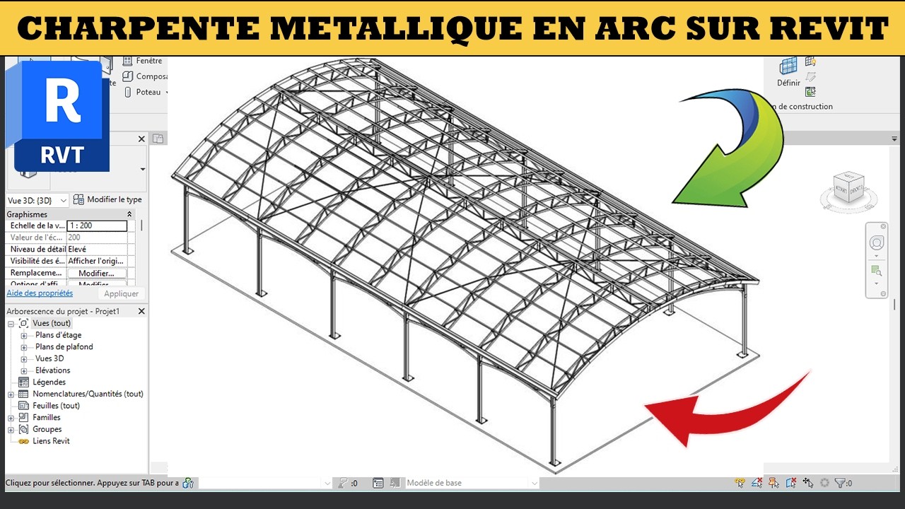 Charpente métallique en arc sur revit