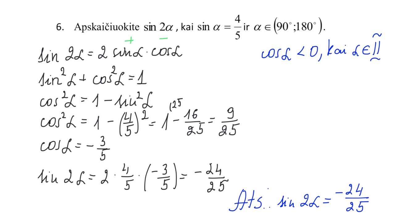 Dvigubo kampo trigonometrinės formulės